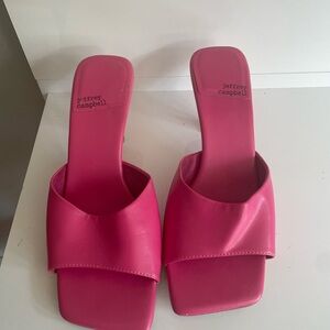 Jeffrey Campbell Pink Mules Sleek Satin Design